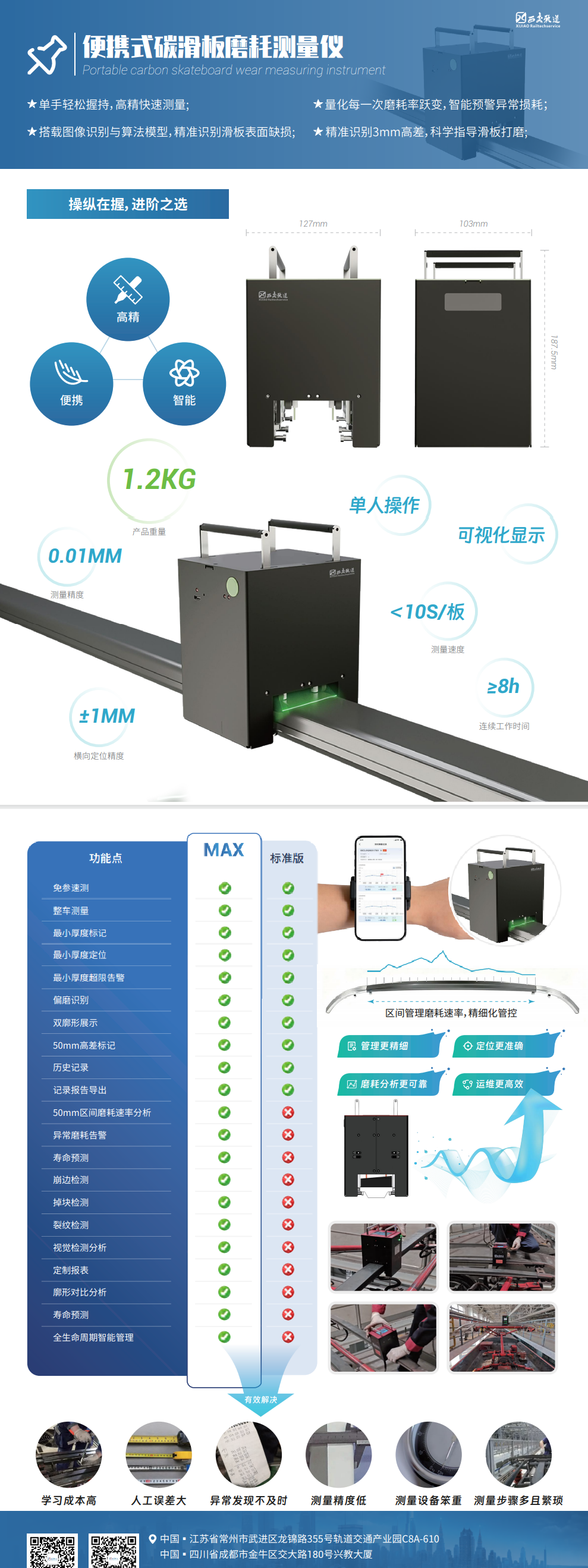 便携式碳滑板磨耗测量仪
